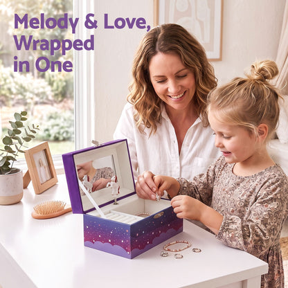 Keezi Kids Jewellery Box Organiser for Girls Kids Music Box Unicorn Purple