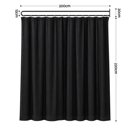 Artiss Room Divider Wall Mounted Hanging Curtain Partition Screen Black 200x220cm