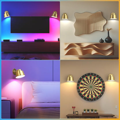 AIBOO Night Light Wireless Wall Light Indoor LED 2 Pack,Battery Operated Wall Lights Rechargeable Lamp with Remote,Touch Lamp Dimmable Wall Sconces Bedside Lamp for Bedroom Livingroom (Gold, 2Pack) [Energy Class E]