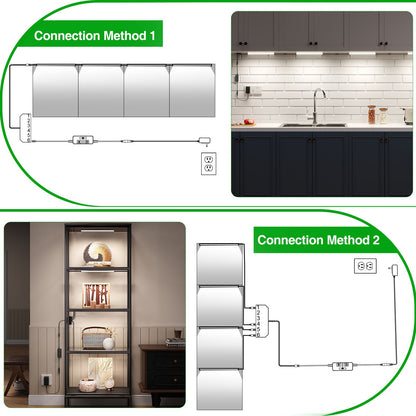 Under Cabinet Lighting, Timer & CCT 2700-6000K with Slider Dimmer, Plug-in 12Inch 12W Lights for Curio Cabinet, Kitchen, Bookshelf (4 Bars Kit)