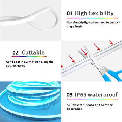 16.4FT Led Neon Rope Lights with APP/Remote Control, Flexible DIY Design, Music Sync Neon Lights for Wall Decor, Outdoor IP67 Waterproof, RGB LED Strip Lights for Bedroom, Living, Gaming, Party