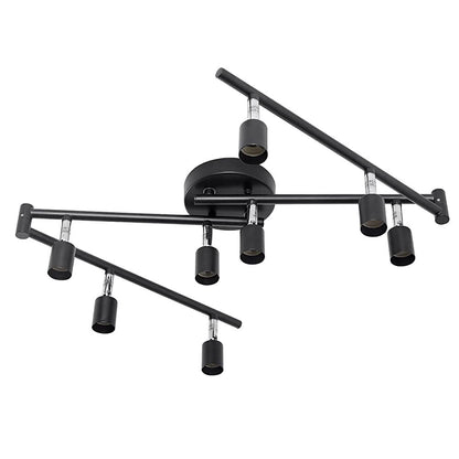 Black Track Lighting Fixture Ceiling, LED Flexible Track Lights with Swing Arm, 8-Light Directional Black Flush Mount Ceiling Spotlight for Kitchen, Living Room (GU10 Bulbs NOT Included)