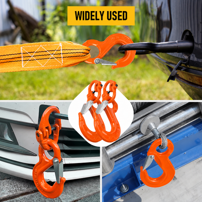 1.12T Sling Hook & Hammerlock Kit, 2 Sets Heavy Duty Trailer Safety Chain Hooks for Caravan, Camper & Boat Trailers-Orange