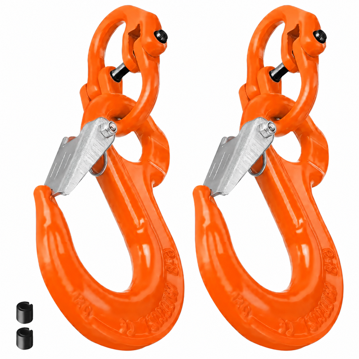 2T Sling Hook & Hammerlock Kit, 2 Sets Heavy Duty Trailer Safety Chain Hooks for Caravan, Camper & Boat Trailers-Orange