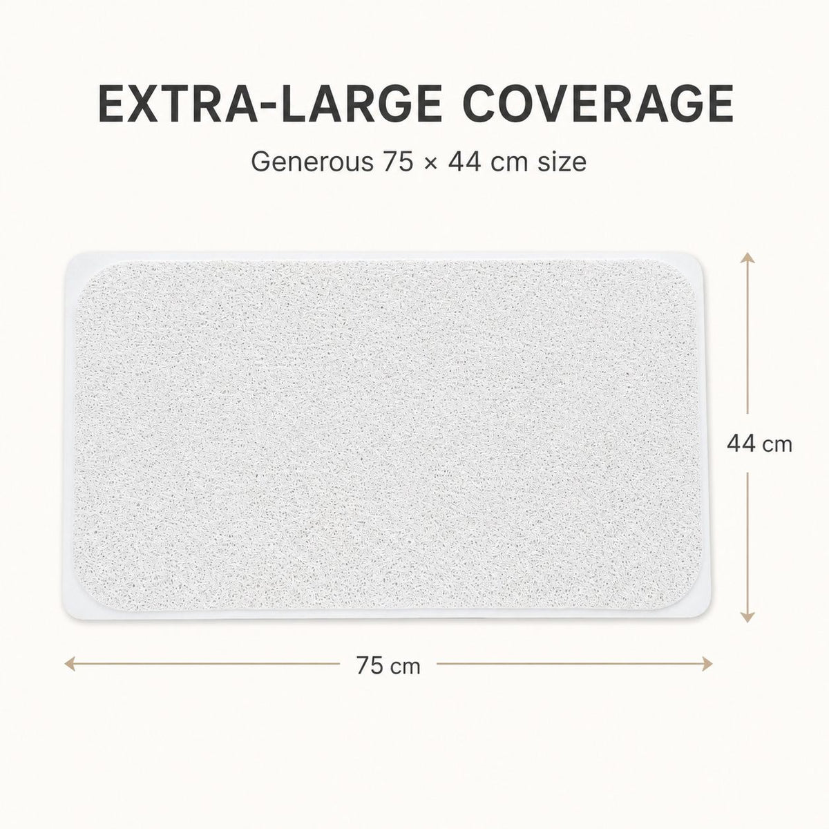 2 Pack Non-Slip Loofah Shower Mats 75x44cm Bathroom Bath Mat Machine Washable with Suction Caps Quick Drain