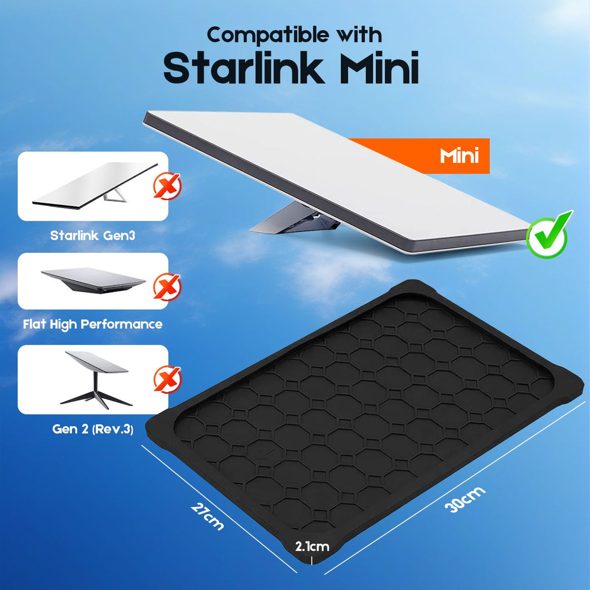 Silicone Cover for Starlink MINI, Anti-Rock/Sand/Hail Waterproof Silicone Case Fits Starlink Standard, Outdoor Roof Protection, Shields Rocks, Sand & Hail-Black