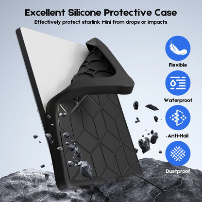 Silicone Cover for Starlink MINI, Anti-Rock/Sand/Hail Waterproof Silicone Case Fits Starlink Standard, Outdoor Roof Protection, Shields Rocks, Sand & Hail-Black