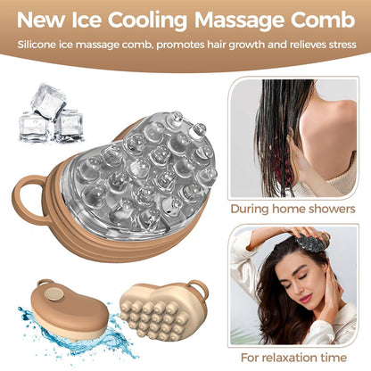 Ice Compress Scalp Massager Brush, Cold Therapy Head Massager for Migraine Relief & Hair Care, Reusable Promotes Hair Growth & Scalp Care Massage Tool