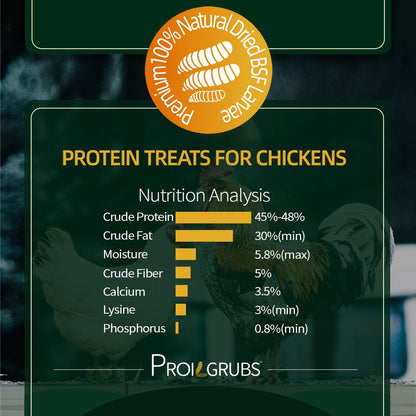 PROILGRUBS 10 LBS(4.55KG) All Natural Dried Black Soldier Fly Larvae Treats- Non-GMO-Dried Grubs for Chickens - High Protein Meal Worms for Chickens, Hens, Birds