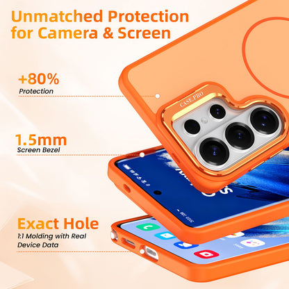 Samsung Galaxy S26 Ultra Case with Lens Kickstand, Support Wireless Charging, Military-Grade Shockproof Protection Slim Magnetic Case, Orange