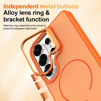 Samsung Galaxy S26 Ultra Case with Lens Kickstand, Support Wireless Charging, Military-Grade Shockproof Protection Slim Magnetic Case, Orange