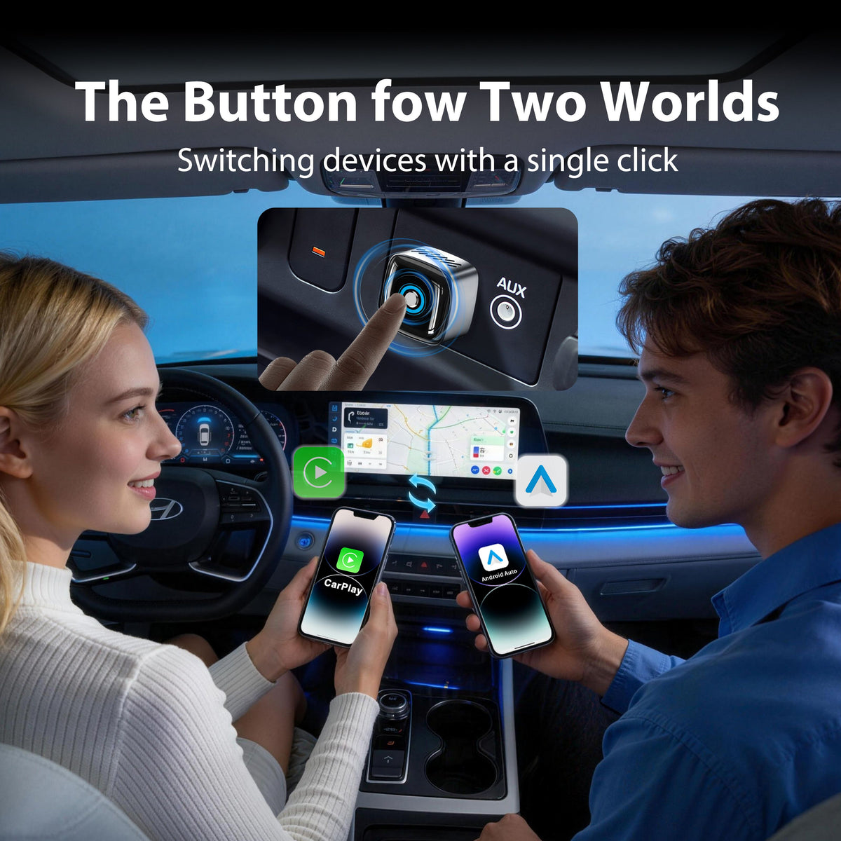 3 in 1 Wireless CarPlay and Android Auto Adapter Plug and Play Carplay Adapter