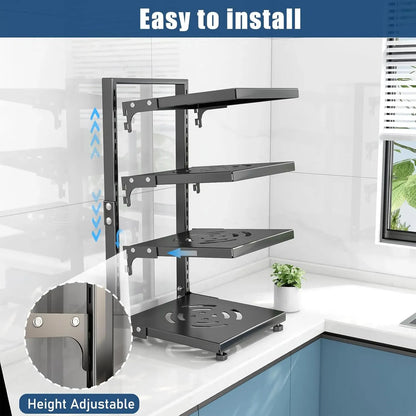 CARLA HOME Black 7 Tier Pan Organiser Rack - Heavy Duty - Adjustable - Pan Rack Kitchen
