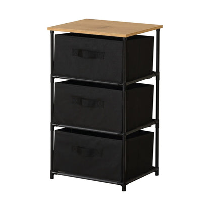 CARLA HOME 3 Drawer Fabric Storage Dresser - Steel Frame - Black - Storage Rack - Rustic