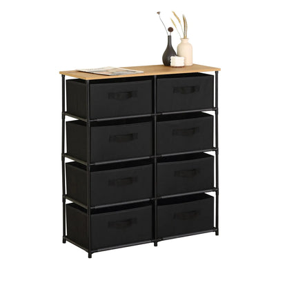 CARLA HOME 8 Drawer Fabric Storage Dresser - Steel Frame - Black - Storage Rack - Rustic