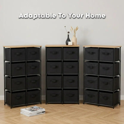 CARLA HOME 8 Drawer Fabric Storage Dresser - Steel Frame - Black - Storage Rack - Rustic