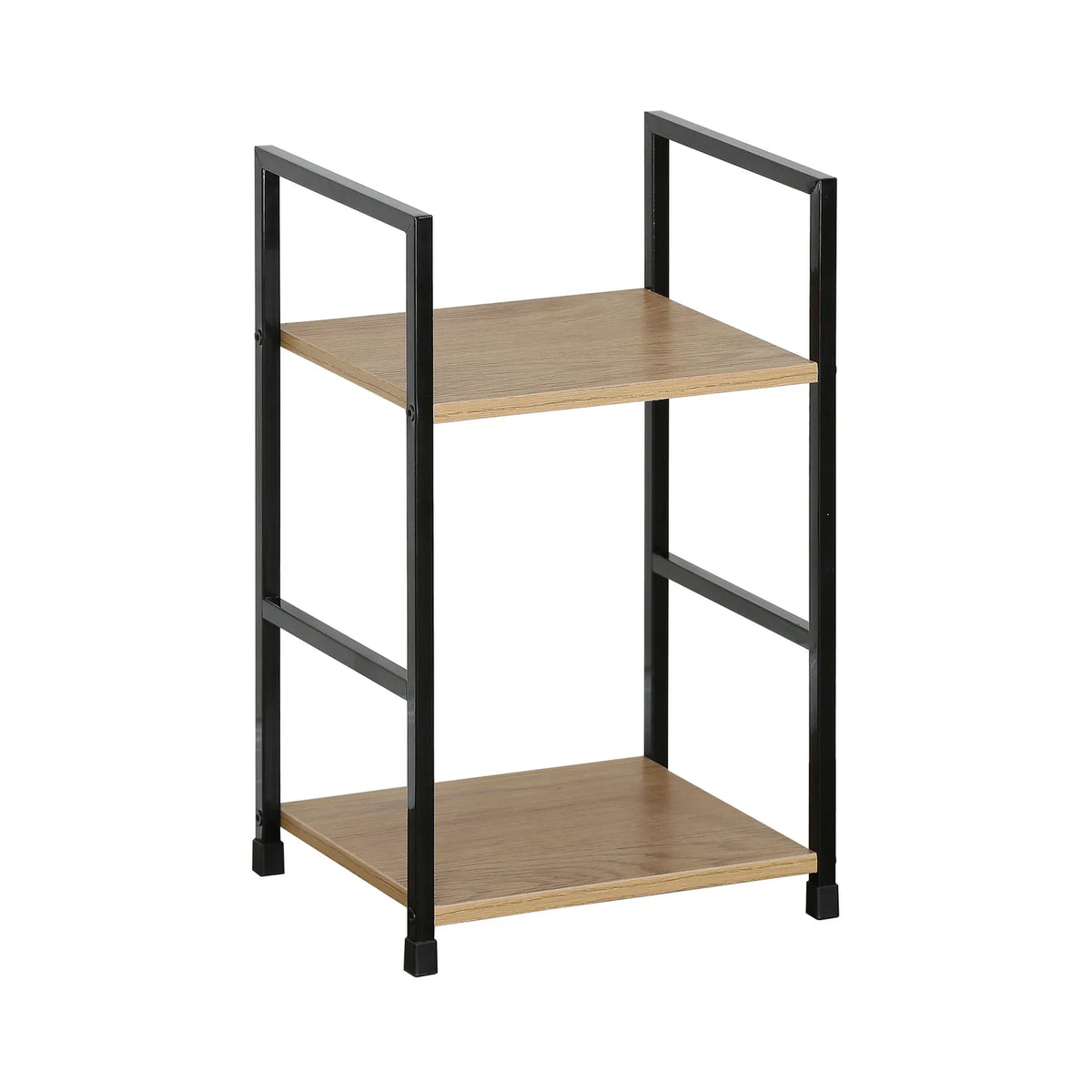 CARLA HOME 2 Tier Bookshelf - Wood Metal Display Shelf - Brown - Rustic - Steel - Living Room Office