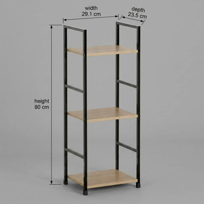 CARLA HOME 3 Tier Bookshelf - Wood Metal Display Shelf - Brown - Rustic - Steel - Living Room Office