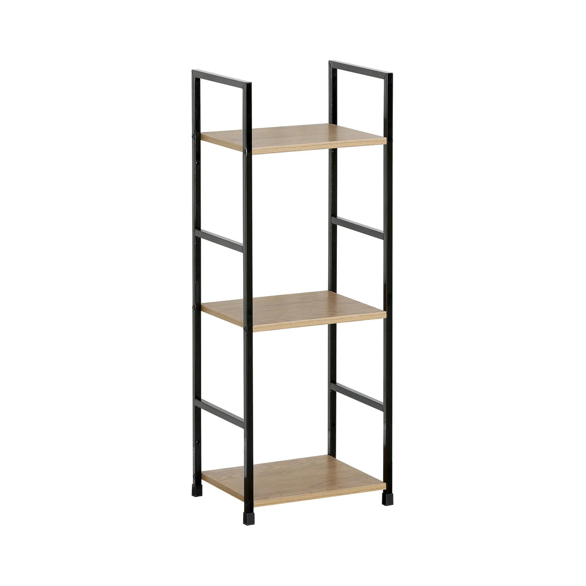 CARLA HOME 3 Tier Bookshelf - Wood Metal Display Shelf - Brown - Rustic - Steel - Living Room Office