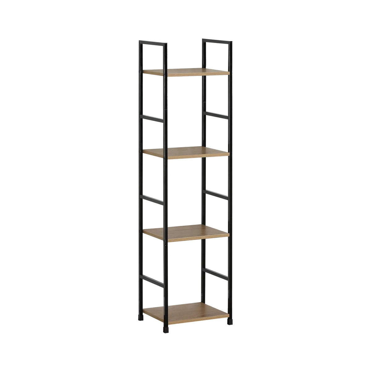 CARLA HOME 4 Tier Bookshelf - Wood Metal Display Shelf - Brown - Rustic - Steel - Living Room Office