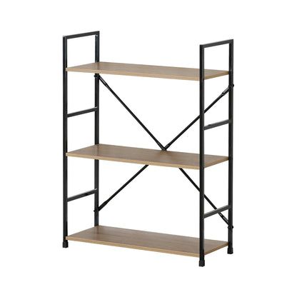 CARLA HOME 3 Tier Bookshelf - Industrial Display Shelf - Brown - Rustic - Steel - Living Room Office