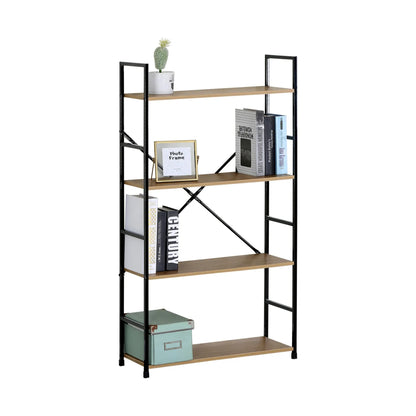 CARLA HOME 4 Tier Bookshelf - Industrial Display Shelf - Brown - Rustic - Steel - Living Room Office