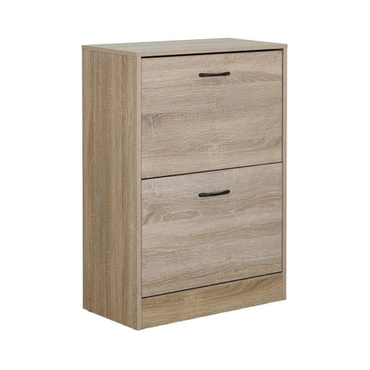 CARLA HOME 2 Flip Drawer Shoe Cabinet - Hidden Storage - Modern - Shoe Storage Cabinet - Oak