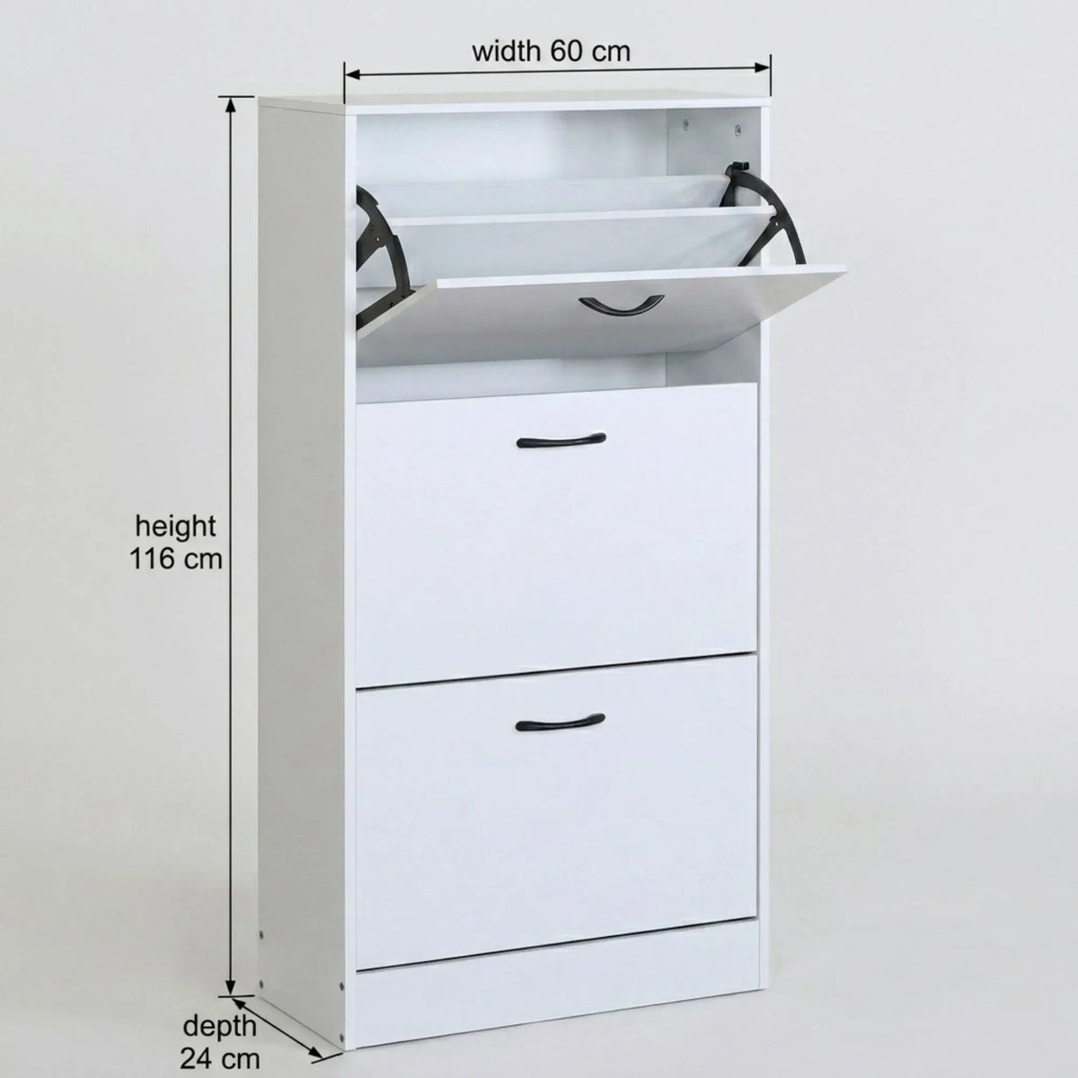 CARLA HOME 3 Flip Drawer Shoe Cabinet - Hidden Storage - Modern - Shoe Storage Cabinet - White