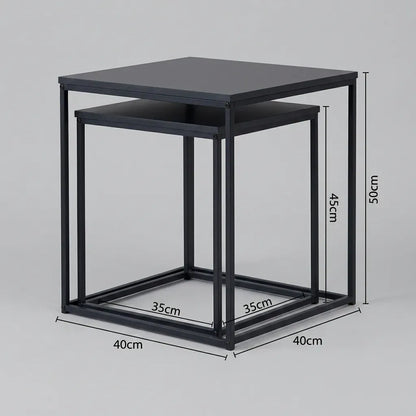 CARLA HOME Nesting Side Table Set of 2 - Black Steel Frame - Classic - Tables Living Room