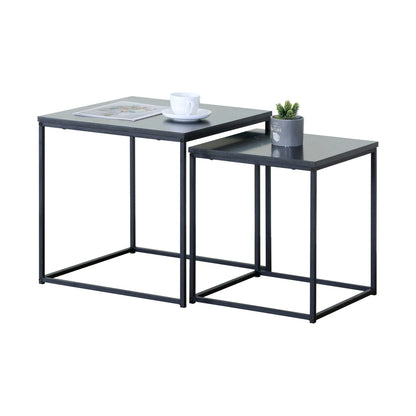 CARLA HOME Nesting Side Table Set of 2 - Black Steel Frame - Classic - Tables Living Room