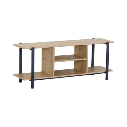 CARLA HOME Tv Stand Entertainment Console - Open Shelves - Oak - Brown - Rustic - Steel