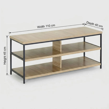 CARLA HOME Tv Stand 3 Tier Open Shelf Entertainment Console - Brown - Rustic - Steel