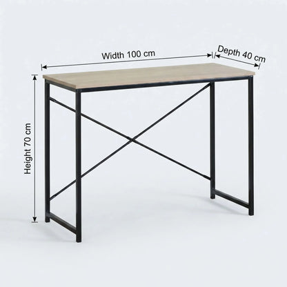 CARLA HOME Office Desk Computer Table - Metal Frame - Oak - 100cm - Brown - Rustic