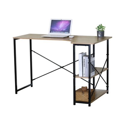 CARLA HOME Office Desk with 2 Shelves - Metal Frame - Natural - 120cm - Brown - Rustic