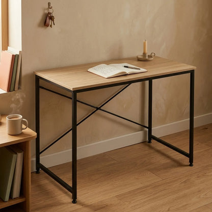 CARLA HOME Office Desk Computer Table - Metal Frame - Oak - 120cm - Brown - Rustic