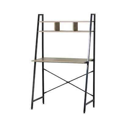 CARLA HOME Ladder Desk with Shelves - Steel Frame - Oak - 84cm - Brown - Study Desk
