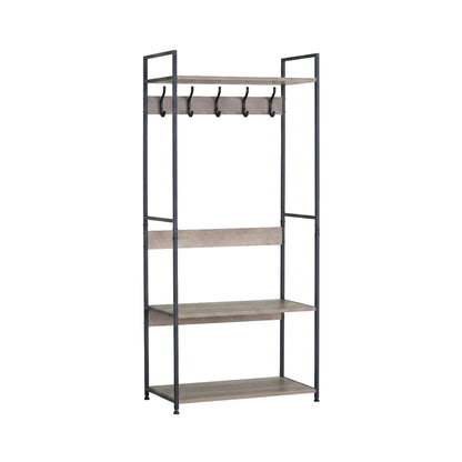 CARLA HOME Freestanding Garment Rack - 5 Hooks 4 Shelves - Brown - Rustic - Steel
