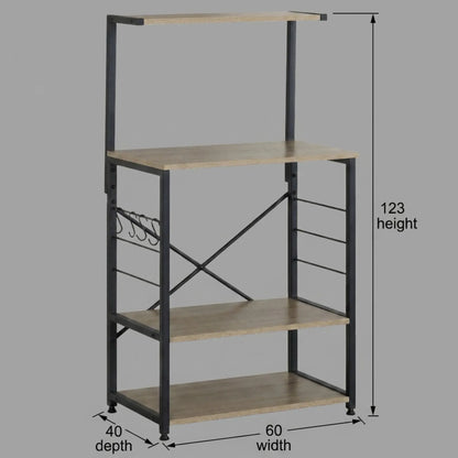 CARLA HOME 4 Tier Bakers Rack Microwave Stand - Oak Finish - Brown - Kitchen Rack