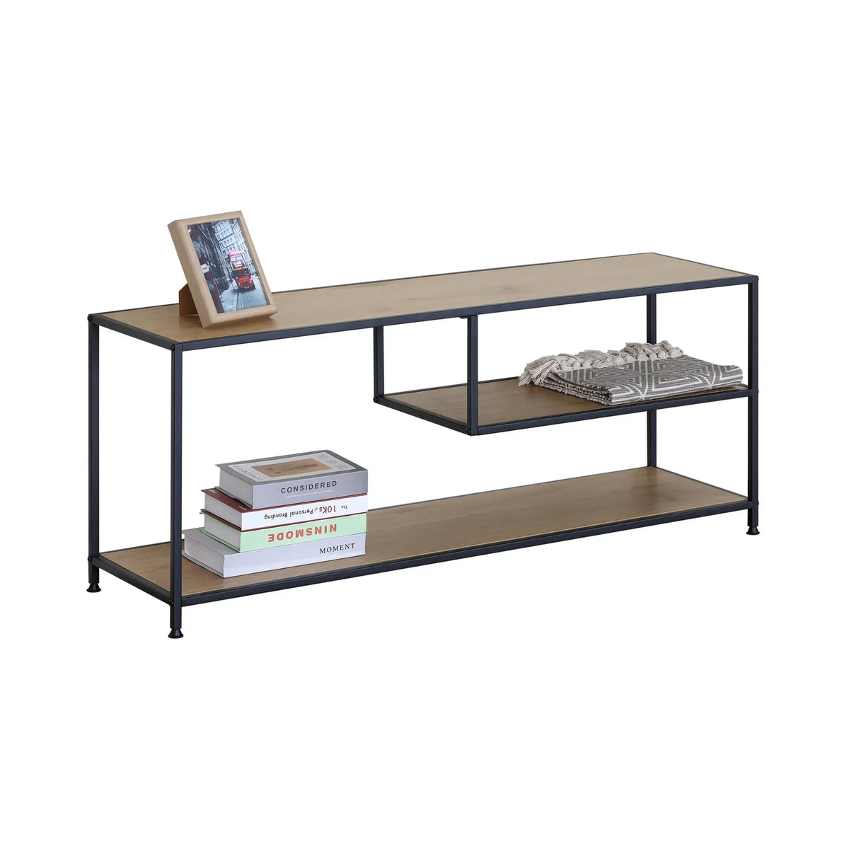 CARLA HOME Industrial Console Table - 3 Shelf Open Storage - Brown - Commodity Shelf