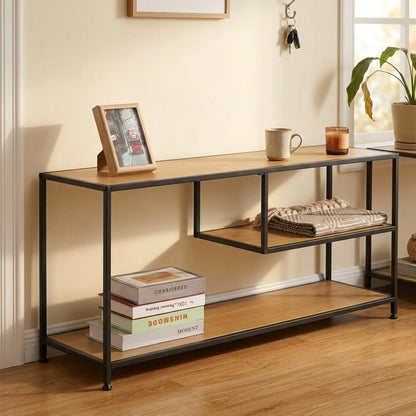 CARLA HOME Industrial Console Table - 3 Shelf Open Storage - Brown - Commodity Shelf