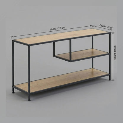 CARLA HOME Industrial Console Table - 3 Shelf Open Storage - Brown - Commodity Shelf