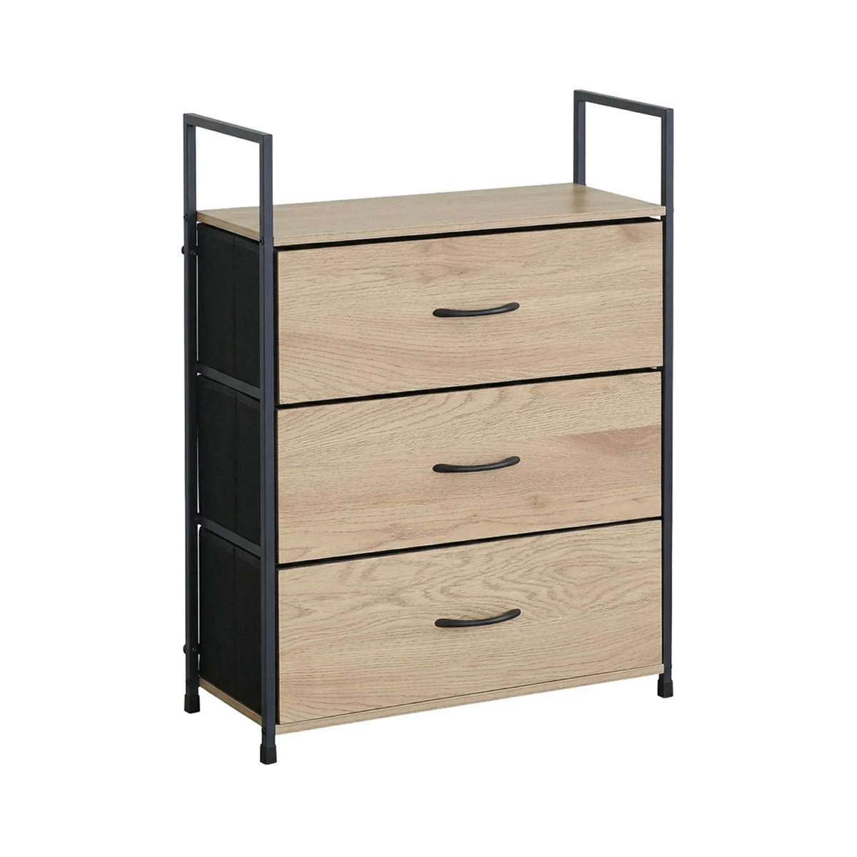 CARLA HOME 3 Drawer Tallboy Large Storage Cabinet - Brown - Rustic - Steel - Chest Drawers Tallboy