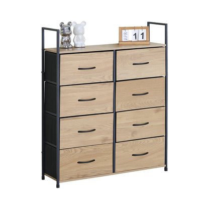 CARLA HOME 8 Drawer Tallboy Large Storage Cabinet - Brown - Rustic - Steel - Chest Drawers Tallboy