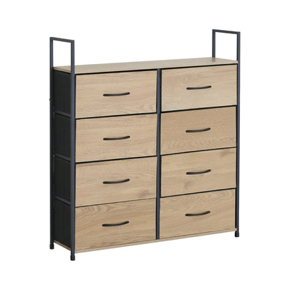 CARLA HOME 8 Drawer Tallboy Large Storage Cabinet - Brown - Rustic - Steel - Chest Drawers Tallboy