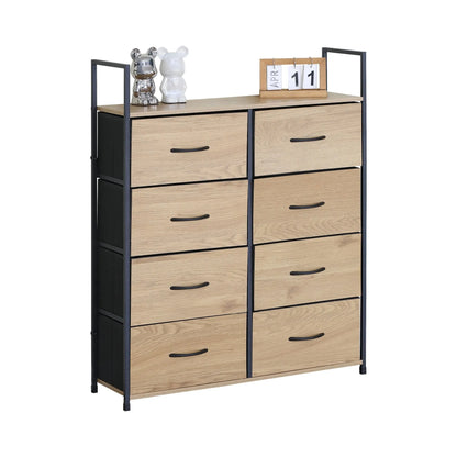 CARLA HOME 8 Drawer Tallboy Large Storage Cabinet - Brown - Rustic - Steel - Chest Drawers Tallboy