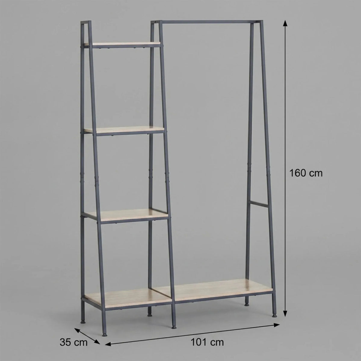 CARLA HOME Freestanding Garment Rack with Shelves - 4 Tier - Brown - Garment Rail