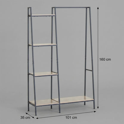 CARLA HOME Freestanding Garment Rack with Shelves - 4 Tier - Brown - Garment Rail