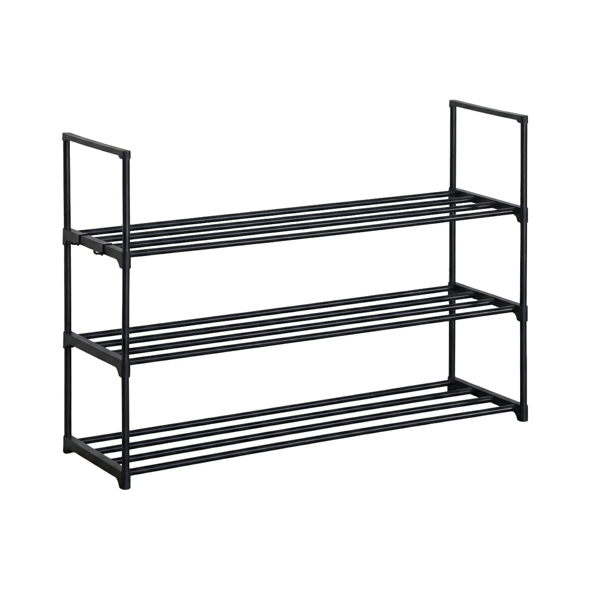 CARLA HOME 3 Tier Metal Shoe Rack - Free Standing Organiser - Black - Basic - Steel