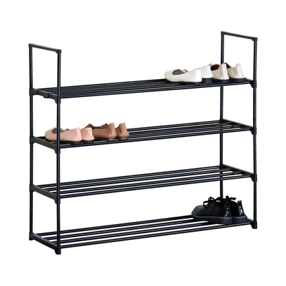 CARLA HOME 4 Tier Metal Shoe Rack - Free Standing Organiser - Black - Basic - Steel