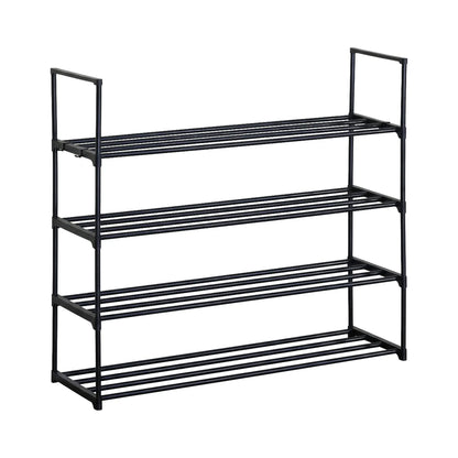 CARLA HOME 4 Tier Metal Shoe Rack - Free Standing Organiser - Black - Basic - Steel